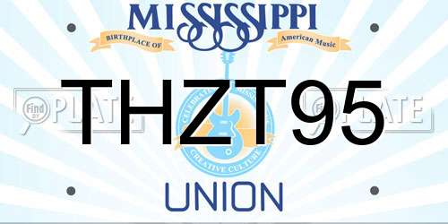THZT95 Mississippi License Plate