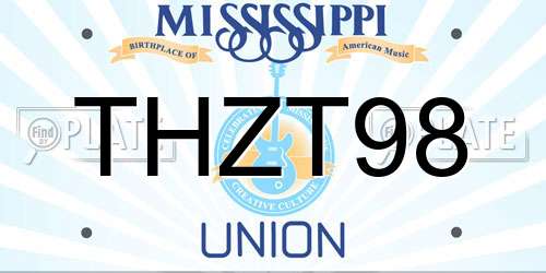 THZT98 Mississippi License Plate