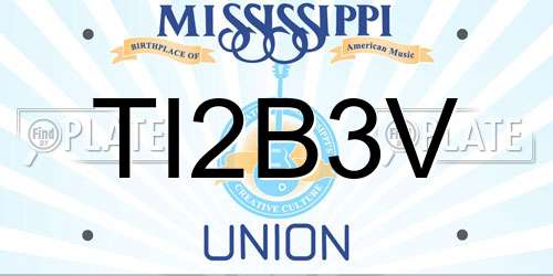 TI2B3V Mississippi License Plate