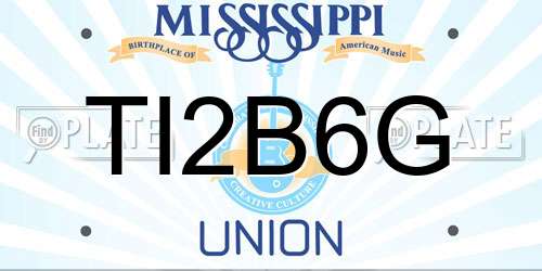 TI2B6G Mississippi License Plate