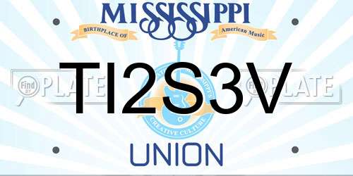 TI2S3V Mississippi License Plate