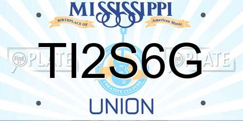 TI2S6G Mississippi License Plate