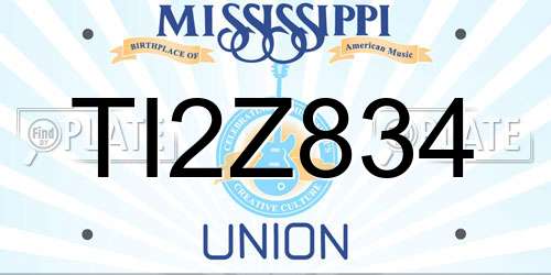 TI2Z834 Mississippi License Plate