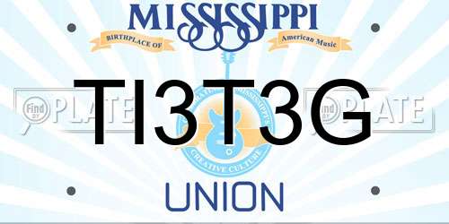 TI3T3G Mississippi License Plate