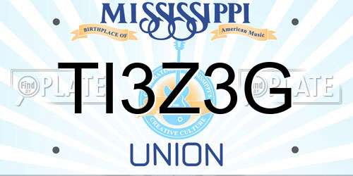 TI3Z3G Mississippi License Plate