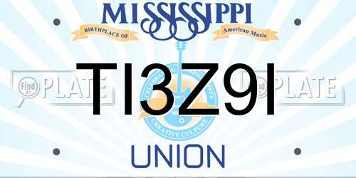 TI3Z9I Mississippi License Plate