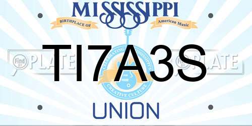 TI7A3S Mississippi License Plate