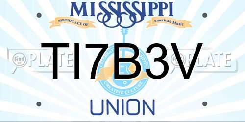 TI7B3V Mississippi License Plate