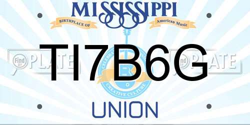 TI7B6G Mississippi License Plate