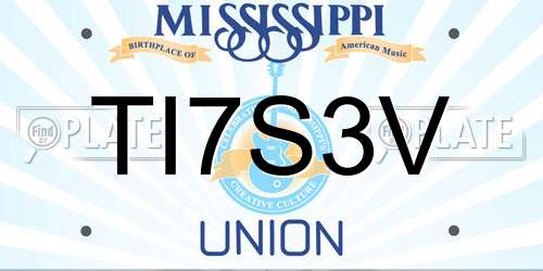 TI7S3V Mississippi License Plate