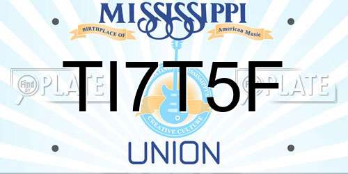 TI7T5F Mississippi License Plate