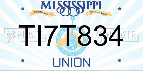 TI7T834 Mississippi License Plate
