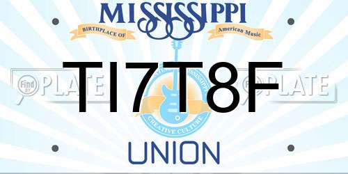 TI7T8F Mississippi License Plate