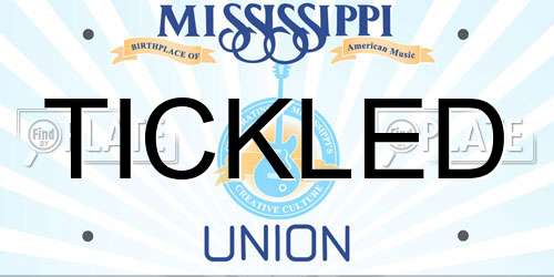TICKLED Mississippi License Plate