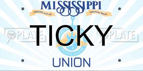 TICKY Mississippi License Plate