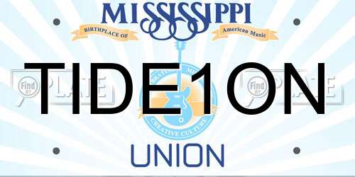 TIDE1ON Mississippi License Plate