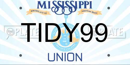 TIDY99 Mississippi License Plate