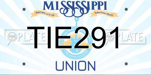 TIE291 Mississippi License Plate