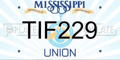 TIF229 Mississippi License Plate