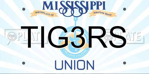 TIG3RS Mississippi License Plate