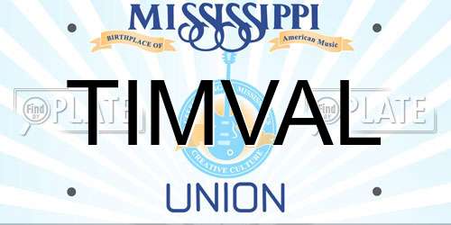 TIMVAL Mississippi License Plate