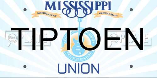 TIPTOEN Mississippi License Plate