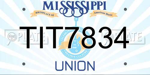 TIT7834 Mississippi License Plate
