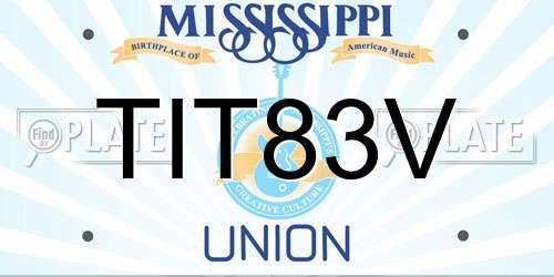 TIT83V Mississippi License Plate