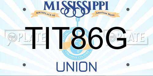 TIT86G Mississippi License Plate