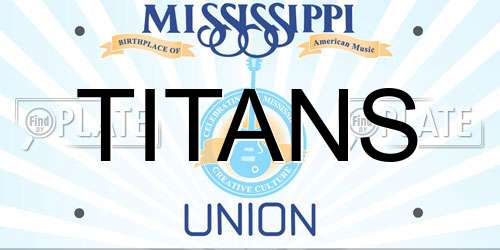 TITANS Mississippi License Plate