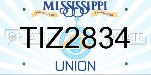 TIZ2834 Mississippi License Plate