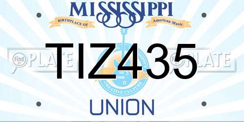 TIZ435 Mississippi License Plate