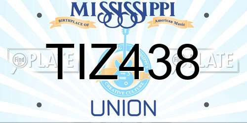 TIZ438 Mississippi License Plate