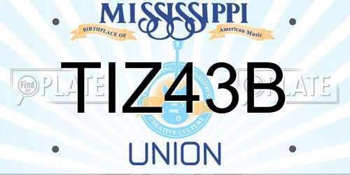 TIZ43B Mississippi License Plate
