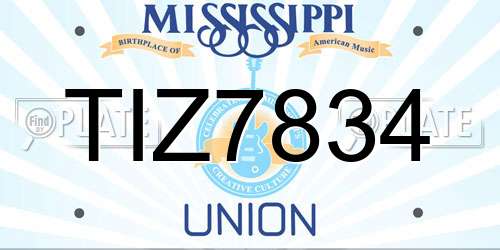 TIZ7834 Mississippi License Plate