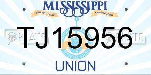 TJ15956 Mississippi License Plate