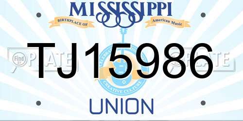 TJ15986 Mississippi License Plate