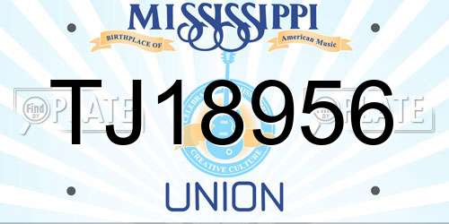 TJ18956 Mississippi License Plate