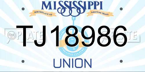 TJ18986 Mississippi License Plate