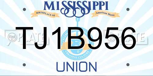 TJ1B956 Mississippi License Plate