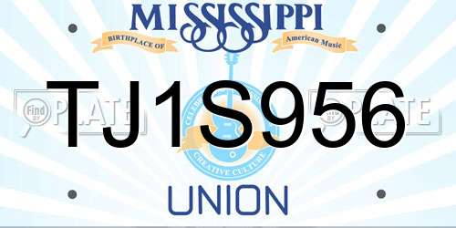 TJ1S956 Mississippi License Plate