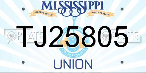 TJ25805 Mississippi License Plate