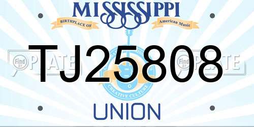 TJ25808 Mississippi License Plate