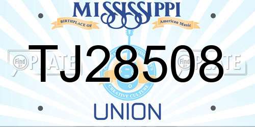 TJ28508 Mississippi License Plate
