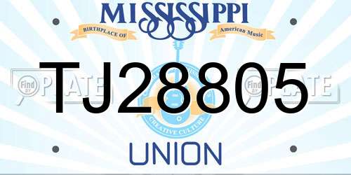 TJ28805 Mississippi License Plate