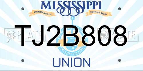 TJ2B808 Mississippi License Plate