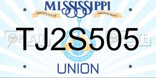 TJ2S505 Mississippi License Plate