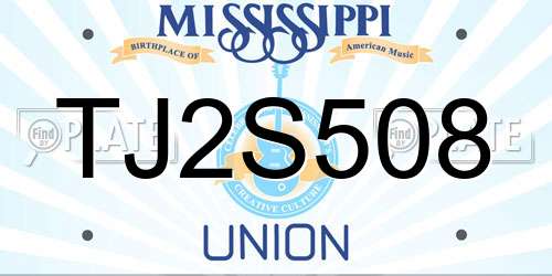 TJ2S508 Mississippi License Plate