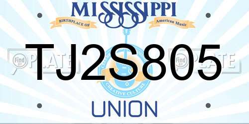 TJ2S805 Mississippi License Plate
