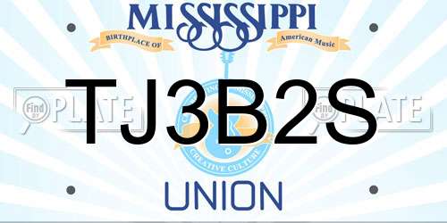 TJ3B2S Mississippi License Plate